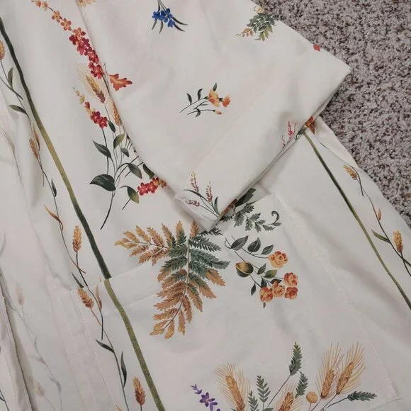 3501 Size XL Yellow and Green Long Length Duster Made from Linen  Tablecloth. - Picture 2 of 8